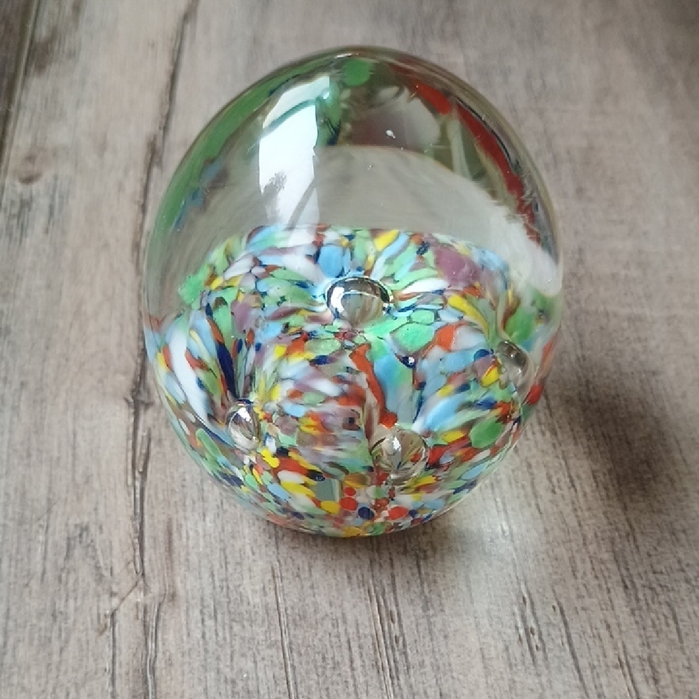 Vintage Paper Weight Swirling Glass Art Sphere